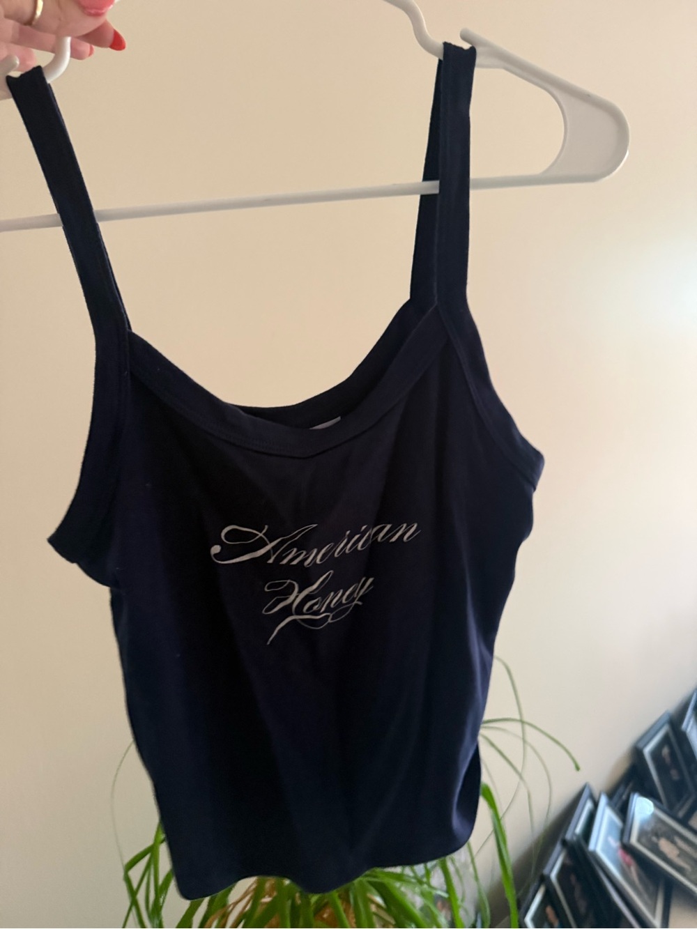 American Honey Black Logo Cami Tank Top